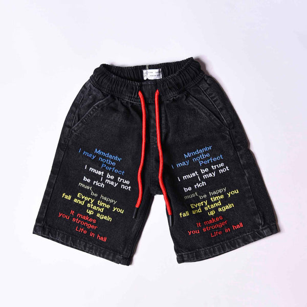 Embroidered Denim Shorts